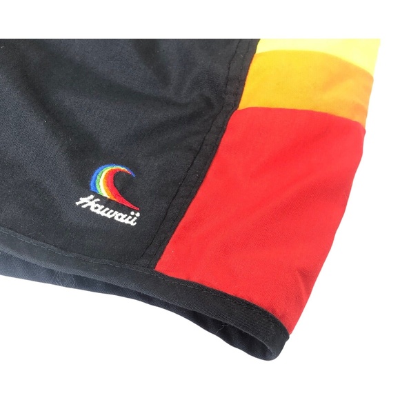 Sea Waves Mens Shorty Shorts Swim Trunks Hawaii Rainbow Pride Vintage 80's L - Picture 5 of 7